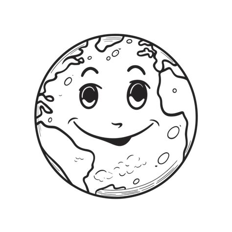 Face Outline Sketch, Earth Outline, World Coloring Page, Happy Face Drawing, Ear Drawing, Earth Coloring Pages, Emoji Coloring Pages, Smile Drawing, Face Outline