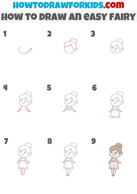 how to draw an easy fairy step by step How To Draw Fairies Step By Step Easy, Easy Drawings Fairy, East Draw Step By Step, How To Draw A Fairy Easy, How To Draw Fairies Step By Step, How To Draw Fairy, Fairy Garden Drawing Simple, How To Draw A Fairy Step By Step, Fairy Doodles Easy