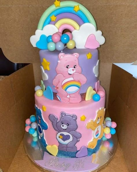 Care Bear 1st Birthday Cake, Carebear Theme Party Decorations, Care Bears Party Theme, Carebear First Birthday Party, Carebear Themed Birthday Party, Carebear Baby Shower Theme Girl, Care Bear Birthday Outfit, Care Bear Baby Shower Cake, Care Bear Baby Shower Invitations