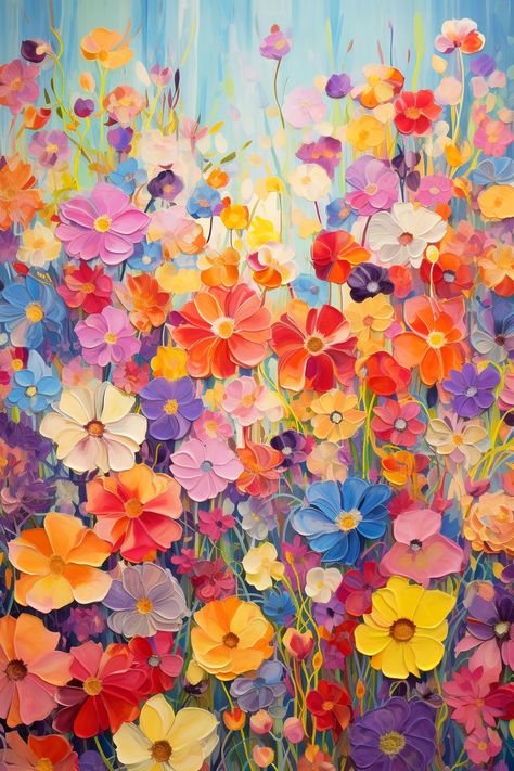 44 Floral Canvas Painting Ideas for Botanical Beauty - Proactive Creative - Guides for Visual Artists Flowers For Painting Ideas, Floral Garden Painting, Pretty Flowers Painting, Vibrant Flower Painting, Vibrant Acrylic Painting, Colourful Flower Painting, Flower Painting Wallpaper, Acrylic Floral Paintings On Canvas, Boho Flower Painting