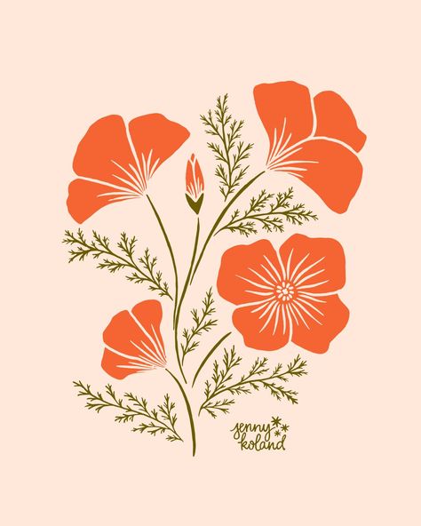 Going back to my my forever favorite: California Poppies 🧡 I've been working on some designs for screen printing. What products would you want to see these blooms on?? #californiaartist #californiapoppy #californiapoppies #poppiesillustration #illustratorofinstagram #artlicensing #floralillustration #flowerillustration #artforlicensing #femaleillustrators #sanfranciscoillustrator California Poppy Line Art, Poppy Silhouette, California Poppy Drawing, Poppy Outline, Poppies Illustration, Poppy Illustration, Poppy Flower Design, California Poppy Art, Peony Illustration