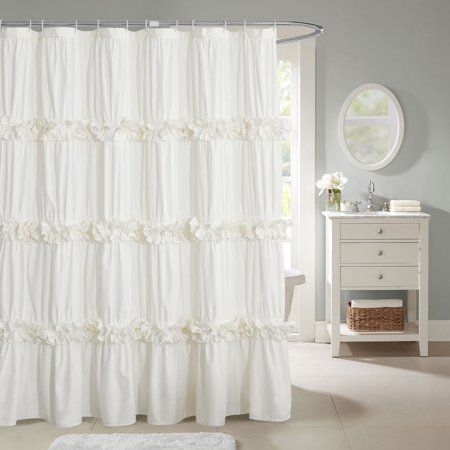 White Ruffle Shower Curtain, Sequin Shower Curtain, Ruffle Shower Curtain, College Wishlist, Bathroom 2023, Feminine Bathroom, Bathroom 2024, Vintage Shower Curtain, Ruffle Shower Curtains