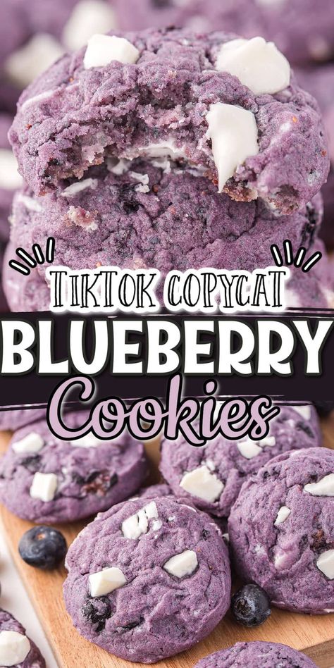 Flavored Cookies Recipes, Berry Cookies Recipes, Things To Bake With Blueberries, How To Use Frozen Blueberries, Ideas For Blueberries, Purple Cookies Recipe, Recipes With Frozen Blueberries Baking, Cookie Recipes Fruit, Blueberry Easy Dessert