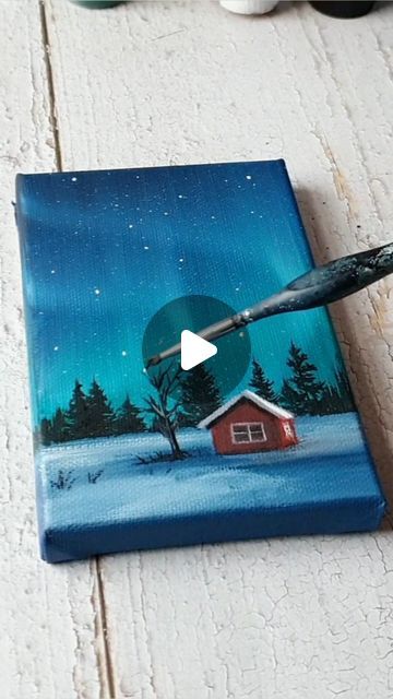 Mini Canvas Art Step By Step, Christmas Acrylic Painting Tutorials, Step By Step Christmas Painting Canvas, Diy Christmas Paintings On Canvas, Canvas Painting Ideas Christmas, Christmas Paintings On Canvas Acrylics, Mini Canvas Painting Ideas, Mini Canvas Paintings, Painting On Mini Canvas