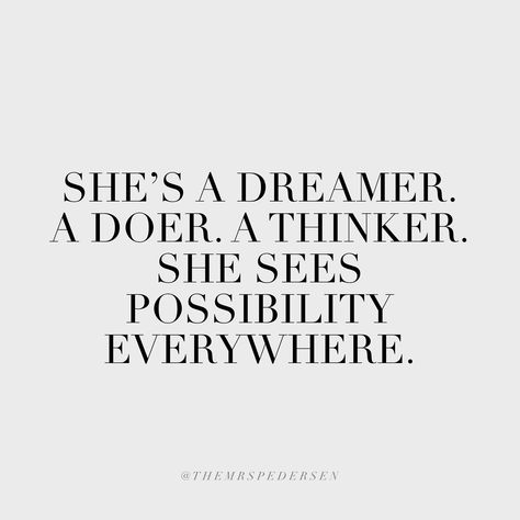 SHE'S A DREAMER. A DOER. A THINKER. SHE SEES THE POSSIBILITY EVERYWHERE.  //  Rachel Pedersen Marketing Online Marketer Manager Management Social Media Twitter Facebook Goals Instagram Pinterest FB Ads MLM Influencer Success Successful Entrepreneur Solopreneur Female Boss Woman Girl Power CEO Business Owner Babe Bread Winner Winning Women Motivation Quotes Inspiration Millionaire Billionaire Dreams Hustle Viral SEO Money SAHM Woman Business Owner Aesthetic, Boss Babe Manifestation, Online Business Manifestation, I Am A Successful Business Woman, Manager Woman Aesthetic, Single Successful Woman Aesthetic, Influencer Quotes Inspiration, Ceo Business Woman Aesthetic, Successful Quotes Women