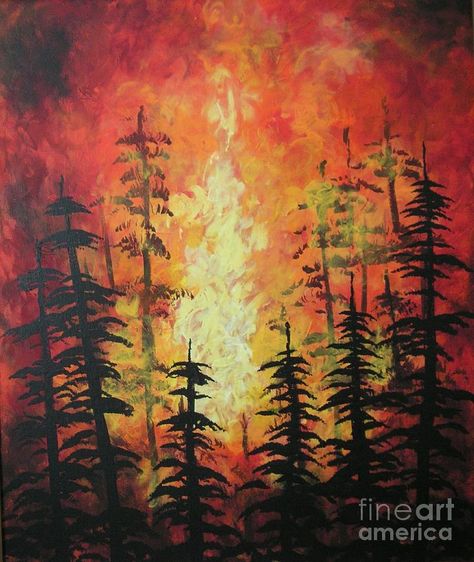 Firefighter Art, Weather Art, Mini Toile, Fire Drawing, Fire Painting, Wild Fire, Oil Pastel Drawings, Expressionist Art, Fire Art