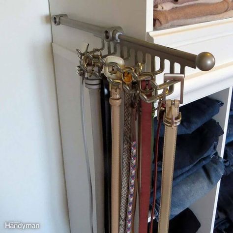 Hide-a-Belt Rack Small Closet Shelving, Clothes Storage Ideas, Closet Storage Systems, Messy Closet, Belt Rack, Storage Box On Wheels, Belt Storage, Belt Organizer, Door Shoe Organizer