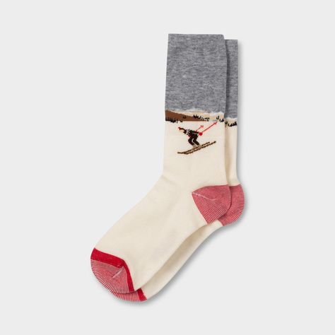 Let our Ski Sock take you back to the slopes, featuring a classic woven skier graphic knit using merino wool for all day moisture wicking comfort and softness. Ski Socks, Socks Christmas, Ski Accessories, Christmas Socks, Cool Socks, Style Profile, Hat Sizes, Sock Shoes, Fitness Inspo