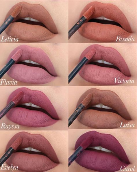 1, 2, 3, 4, 5, 6, 7 or 8? 😍 Leticia, Brenda, Flavia, Victoria, Rayssa, Luisa, Evelyn or Carol? 💋 Which lipstick color would you wear? 💄 .… Matt Lipstick Shades, Nude Matte Lipstick, Mac Makeup Lipstick, Nude Lipstick Shades, Lip Color Shades, Matte Lipstick Shades, Best Lipstick Color, Lip Shades, Simple Dance