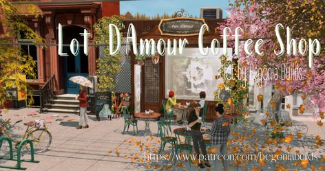 Gift D'Amour Coffee Shop - CC Files Free | Patreon Sims 4 Coffee Shop, Sims Apartment, Cozy Coffee Shop, Save File, Free Coffee, Sims 4 Game, You Are Amazing, Sims 4 Cc, File Free