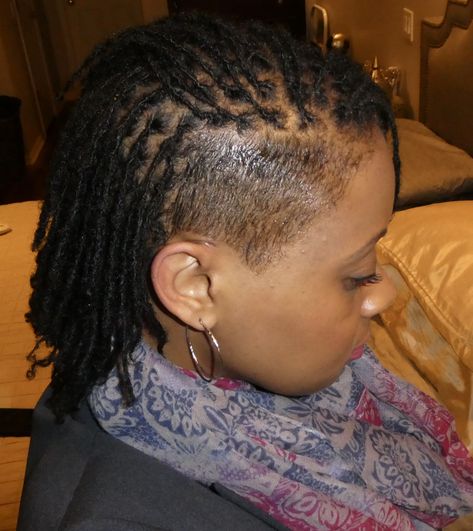 micro locs with shaved side Been loc'd for 13 months. Shaved Side Sisterlocks, Shave Side With Locs, Shaved Side Micro Locs, Locs With Sides Shaved, Locs With One Side Shaved, Locs Shaved On One Side, Mini Twists Shaved Sides, Sisterlocs Shaved Sides, Shaved Side With Locs