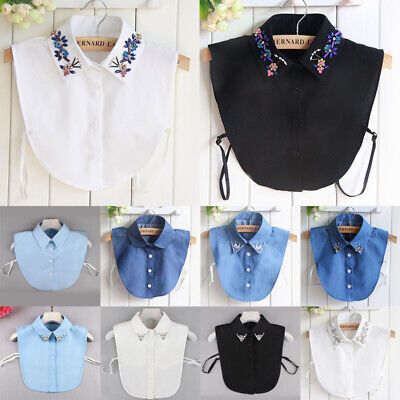 Womens Ladies False Fake Collar Shirt Blouse Tops Peter Pan Detachable Collar | eBay Shirt Extender, Half Shirt, Sweatshirt Cardigan, False Collar, Fake Collar, Half Shirts, Detachable Collar, Shirt Sweater, Collars For Women