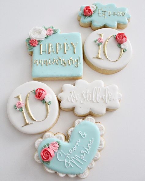 10 Year Anniversary Cookies Decorated, Happy Anniversary Cookies Decorated, 10 Year Anniversary Cookies, Work Anniversary Cookies, 40th Anniversary Cookies, Wedding Anniversary Cookies Decorated, Anniversary Decorated Cookies, Happy Anniversary Cookies, 50th Anniversary Cookies Decorated