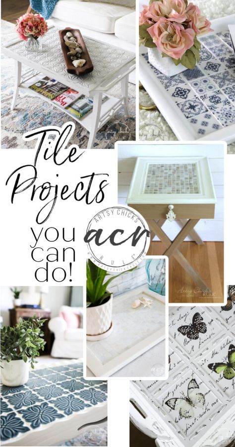 Small Tile Projects, Extra Tile Ideas Diy, Tile Projects Crafts, Crafts With Tiles, Old Tiles Diy Projects, Leftover Tile Ideas Diy, Leftover Tile Projects, Tile Art Diy, Tile Art Projects