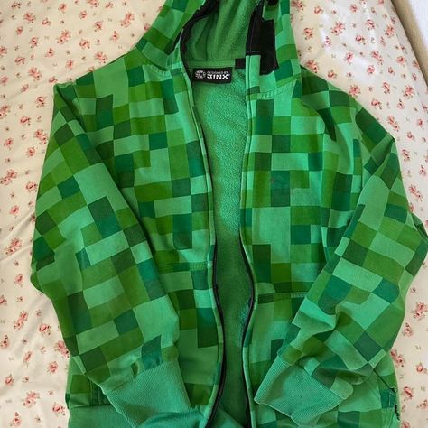 minecraft hoodie would fit like a baggy small or... - Depop Minecraft Hoodie, Mask Costume, Scene Emo, Kid Core, Zip Up Hoodie, Hoodie Shirt, Minecraft, Athletic Jacket, Mask