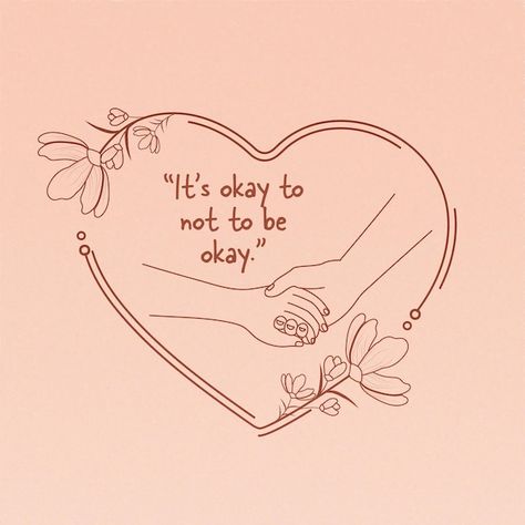 Vector it's okay to not to be okay quote... | Premium Vector #Freepik #vector #quote-poster #phrases #quotes-lettering #love-hand Quotes Lettering, Heart Shaped Hands, Peach Background, Daily Diary, Be Okay, Quote Poster, It's Okay, Diy Template, Its Okay