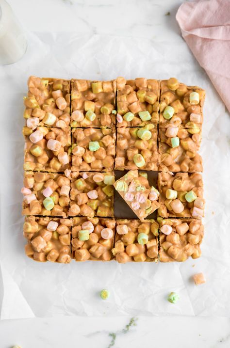 Peanut Butter Butterscotch Marshmallow, Butterscotch Marshmallow Squares, Butterscotch Marshmallow, Peanut Butter Marshmallow Bars, Butterscotch Peanut Butter, Confetti Squares, Peanut Butter Marshmallow Squares, Marshmallow Squares, Butter Squares