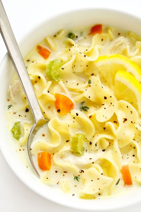 Chicken Noodle Soup Lemon, Creamy Lemon Chicken Noodle Soup, Chicken Noodle Soup With Lemon, Lemon Chicken Noodles, Creamy Lemon Soup, Lipton Noodle Soup Recipes, Creamy Lemon Chicken Soup, Lemon Chicken Noodle Soup, Chicken Noodle Soup Can