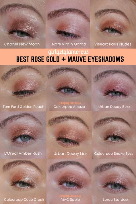 Rosy Eyeshadow Looks, Rose Eyeshadow Looks, Dusty Rose Eyeshadow, Green Hazel Eyes, Rosy Eyeshadow, Rose Gold Makeup Looks, All Eye Colors, Mauve Eyeshadow, Rose Gold Eye Makeup