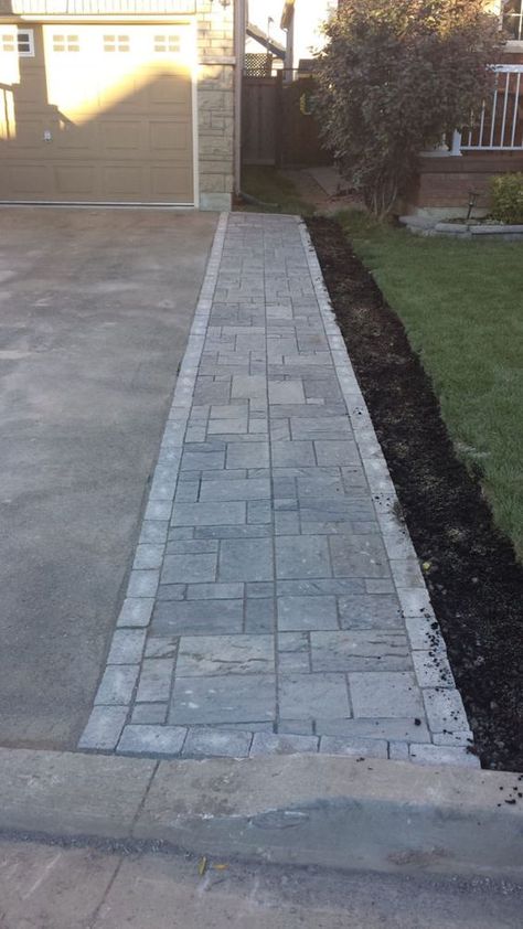 Driveway Expansion Ideas, Widening Driveway Ideas, Driveway Extension Ideas, Driveway Pavers Extension, Driveway Expansion, Interlock Driveway, Driveway Extension, Walkway Design Ideas, House Driveway