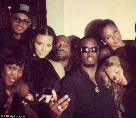 -Diddy posted this snap, in which he is joined by celebrity pals Naomi Campbell, Kim Kardashian, Kanye West and a worse for wear Kate Moss Hollywood Street, Party Fotos, Riccardo Tisci, Olden Days, People Of Interest, Latest Celebrity News, Pretty Photos, Naomi Campbell, Kardashian Jenner