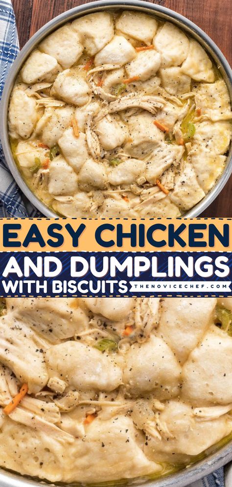 Easy Chicken and Dumplings with Biscuits Chicken And Dumplings Frozen Biscuits, Simple Chicken Dumpling Recipe, Cheap Chicken And Dumplings, Chicken And Dumplings Grands Biscuits, Grands Chicken And Dumplings, Chicken And Dumplings With Rotisserie Chicken And Canned Biscuits, Chicken Dumplings Recipe Easy, Shredded Chicken And Dumplings, Campbells Chicken And Dumplings