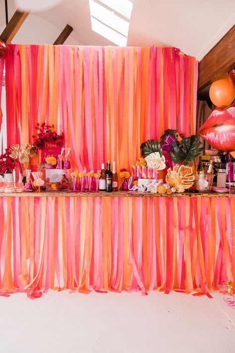 Bougainvillea and marigold “LOVE” themed birthday party Decoration Valentines Day, 21st Birthday Themes, Birthday Themes For Adults, Homecoming Themes, Sunset Party, Orange Birthday, Dance Themes, Orange Party, Grad Party Decorations