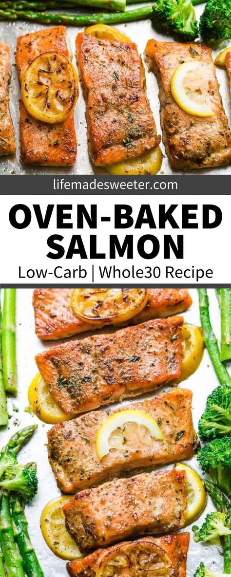 This Oven-Baked Salmon is the way to go if you need an easy 20-minute recipe. This baked salmon recipe produces the most tender, flaky roasted fish fillets around! This easy Baked Salmon recipe will feed an entire family in the same amount of time it takes to commute to the nearest restaurant! Paleo, gluten-free, low-carb/keto, and Whole30 compliant. Keto Baked Salmon Recipes Oven, Perfect Baked Salmon, Baked Salmon Fillet Recipes, Oven Roasted Salmon Sheet Pan, How Long To Bake Salmon In Oven, Easy Salmon Recipes Baked Healthy, Baked Salmon Fillets Oven, Oven Baked Salmon With Skin, Salmon Filets In Oven