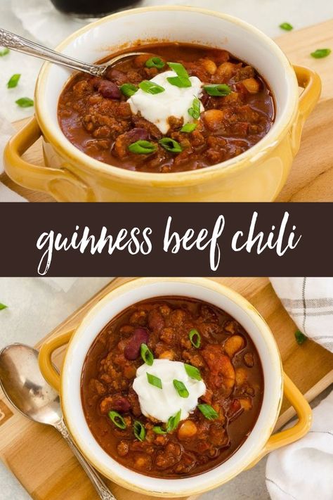 Guinness Beef Chili Guinness Chili Recipe, Guinness Chili, Dutch Oven Chili Recipe, Beer Chili Recipe, Beer Chili, Pressure Canning Recipes, Best Chili, Irish Beef, Best Chili Recipe