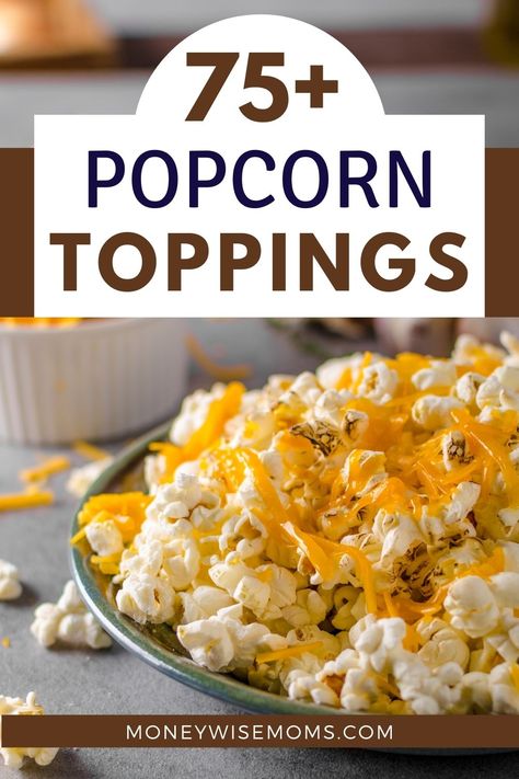 Savoury Popcorn Seasoning, Diy Flavored Popcorn Recipes, Toppings For Popcorn, Things To Add To Popcorn, Popcorn Add Ins, What To Put On Popcorn, Things To Put On Popcorn, Popcorn Combinations, Popcorn Mix Ins