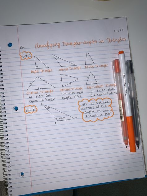 Aesthetic Notes On Lined Paper, Pretty Notes On Lined Paper, Notes On Lined Paper, Aesthetic Notes Study Inspiration, Triangle Aesthetic, Obtuse Triangle, Notes Study, Writing School, Aesthetic Notes