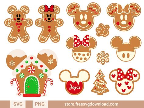 Mickey Mouse Gingerbread, Gingerbread Svg, Nightmare Before Christmas Pumpkin, Paw Patrol Christmas, Mickey Christmas, Mickey Mouse Christmas, Disney Holiday, Disney Diy, Flower Svg