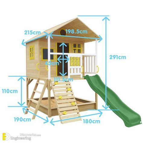 Standard kids Outdoor Play Equipment Dimensions - Engineering Discoveries Cubby House Ideas, Kids Outdoor Play Equipment, Kids Cubby Houses, Kids Cubbies, Noughts And Crosses, Kids Backyard Playground, Tree House Plans, Build A Playhouse, Cubby House