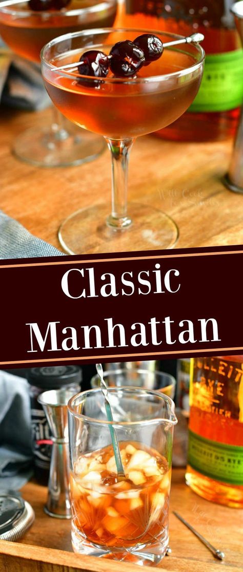 Rye Whiskey Cocktail, Classic Manhattan Cocktail, Manhattan Cocktail Recipe, Vermouth Cocktail, Manhattan Recipe, Classic Drinks, Manhattan Cocktail, Sweet Vermouth, Bourbon Drinks