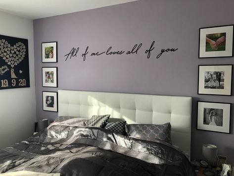 #bedroom #bedroomdecorideas #pictures #grey #lilac #purple #satinsilk Purple And Grey Bedroom Ideas Master Bathrooms, Accent Wall Bedroom Purple Grey, Gray Purple Paint Bedroom, Greyish Purple Bedroom, Grayish Purple Paint Bedroom, Lavender Color Room Bedrooms, Bedrooms With Purple Walls, Women Bedroom Paint Ideas, Lilac Purple Bedroom Ideas