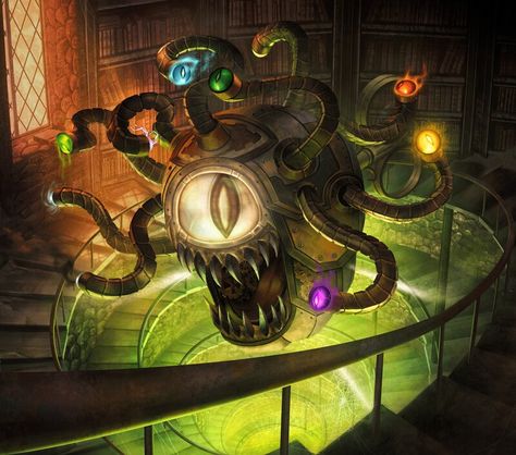 Clockwork Fantasy Art, Dnd Beholder Art, Clockwork Dnd, Dnd Construct, Beholder Dnd, Dnd Horror, Dnd Concept, Rpg Monsters, Monster Manual