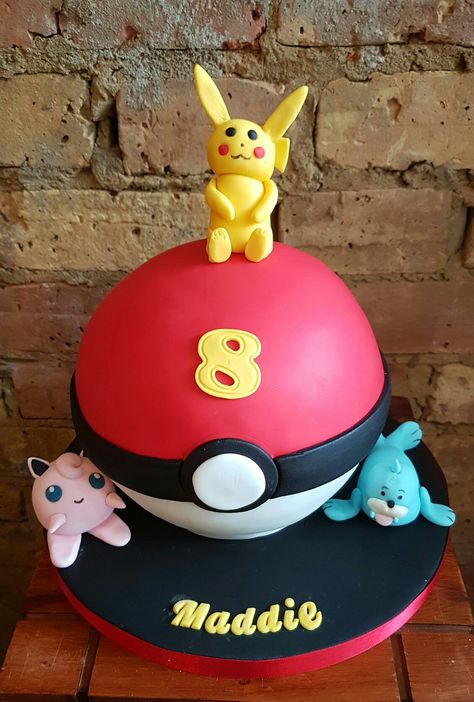 Pokemon ball cake Pokemon Ball Cake, Ultra Ball, Pokemon Ball, Ball Cake, Pokemon Cake, Kids Cakes, 8th Birthday, Kids Cake, Amazing Cakes