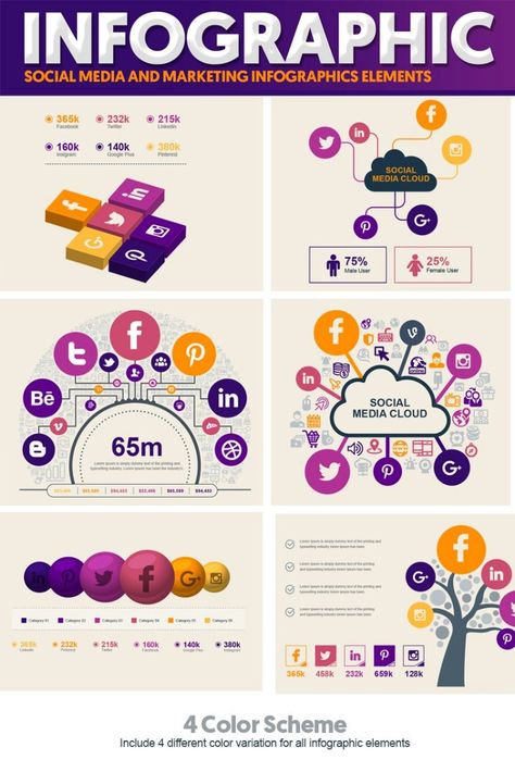 Social Media and Marketing Vector Elements Pack Infographic Infographic Illustrations, Infographic About Social Media, How To Make Infographics, Infographic Social Media Design, Collaboration Infographic, Social Media Infographic Design, Infographic Design Trends, Infographic Social Media, Social Media Marketing Infographic