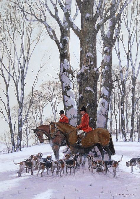 Christmas Hunt, English Winter, Winter Hunting, Snow Painting, Winter Horse, Fox Hunt, English Christmas, Hunting Art, Tally Ho