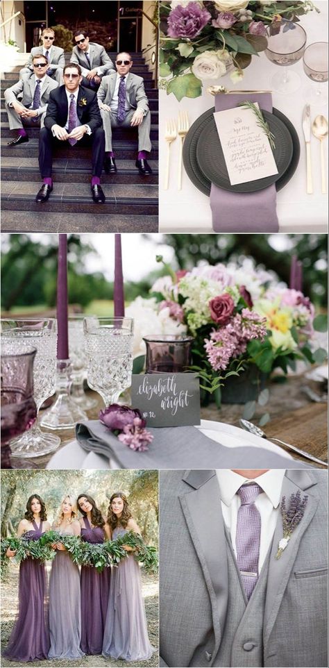 Purple And Grey Wedding, Plum Wedding Colors, Wedding Color Palette Ideas, Grey Wedding Theme, Everything Wedding, Gray Wedding Colors, How To Dress For A Wedding, Wedding Color Palettes, Plum Wedding