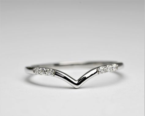 Curved Moissanite Contour Wedding Band, 925 Sterling Silver Stackable Band, Anniversary Band, anniversary gift, round cut ring, round moissanite, v shape ring, matching ring, stackable ring, gold stackable ring, 925 sterling silver band, dainty diamond band, thin diamond band, curved diamond band, delicate ring, chevron ring, curved wedding band, dainty wedding band, morse code ring, gold moissanite ring, colorless moissanite, Silver Ring For Girl, Vintage Engagement Ring And Wedding Band, Silver Ring Designs For Girl, Western Wedding Bands, V Wedding Band, Wedding Bands Silver, Moonstone Engagement Ring Rose Gold, Contour Wedding Band, Silver Ring Designs