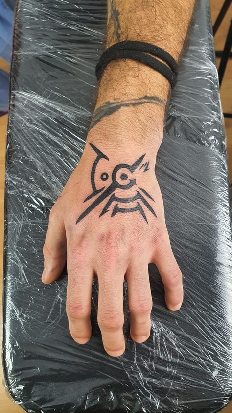 Outsiders Mark Tattoo, Outsider Mark Tattoo, Mark Of The Outsider Tattoo, Rust Tattoo Game, Dishonored Tattoo Ideas, Halo Tattoo Design, Outsiders Mark, Simple Hand Tattoos For Guys, Outsider Tattoo