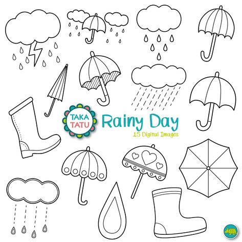 Rainy Day Digital Stamp Pack Rain Clipart / Weather Clipart | Etsy Australia Rainy Day Doodles, Umbrella Clipart, Rain Clipart, Rainy Day Drawing, Weather Clipart, Doodle Journal, Kids Routine, Routine Chart, Dot Journals