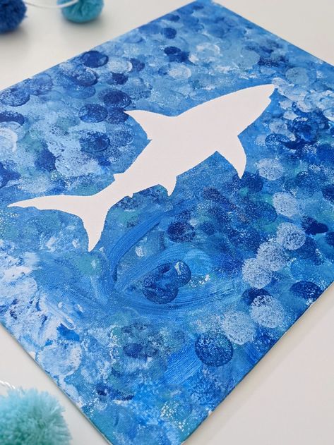 Ocean Art Projects For Kindergarten, Preschool Ocean Crafts Art Projects, Shark Art Activity, Ocean Life Art Projects For Kids, Ocean Animals Preschool Craft, Shark Art For Preschool, Beach And Ocean Activities For Preschool, Ocean Animal Art For Toddlers, Toddler Shark Craft