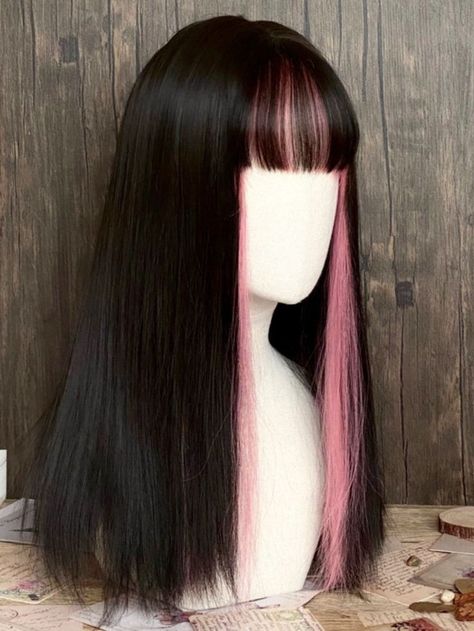 Straight Hairstyles Black Women, Black Hair With Pink Highlights, Short Straight Hairstyles Black Women, Highlights Korean, Short Straight Hairstyles, Hair With Pink Highlights, Pink And Black Hair, Hair Doctor, Hair Color Underneath