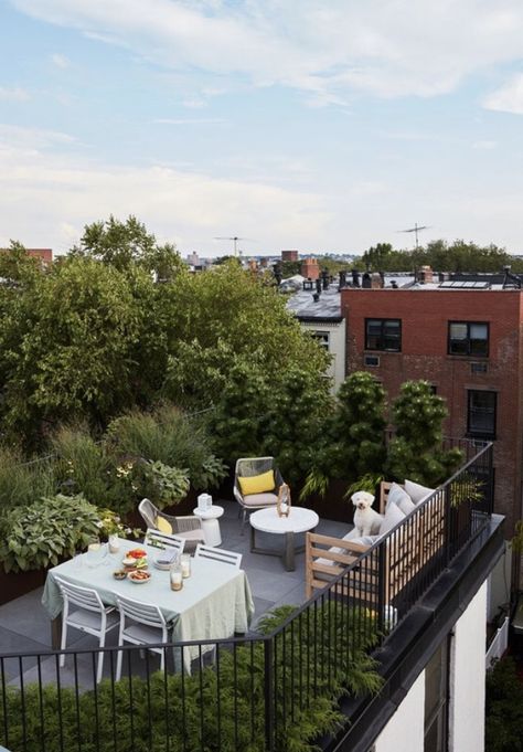 Design Per Patio, Ideas Terraza, Rooftop Patio Design, Roof Garden Design, Nyc Rooftop, Rooftop Terrace Design, Brooklyn Apartment, Apartment Terrace, Cozy Patio