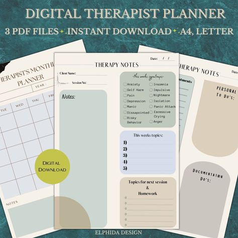 Undated Printable Digital Planner for Therapists; Therapy planner; Ipad digital planner #planner #digitalplanner #therapyplanner #plannerfortherapists #printableplanner #undatedplanner #weeklyplanner #pdfplanner Therapist Planner, Therapy Planner, Pdf Planner, Planner Ipad, Therapy Counseling, Digital Calendar, Planner Pdf, Todo List, Planner Digital