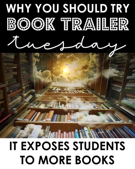 Book Trailer Tuesday, Library Programming Ideas, Elementary Library Decorations, School Library Book Displays, Book Tasting, Library Lesson Plans, School Library Displays, Library Media Specialist, Middle School Libraries