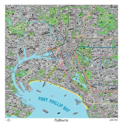 Melbourne Map, City Of Melbourne, Melbourne City, Map Illustration, Hand Drawn Map, Drawn Map, North Bay, Drawing Process, Illustrated Map