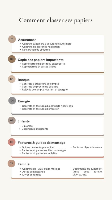 Liste complète pour bien classer ses papiers administratifs 📁 Organisation, Home Organisation, Planning Menage Organisation, Planning Organisation, Vision Board Goals, Study Schedule, Paper Organization, Life Organization, Counseling